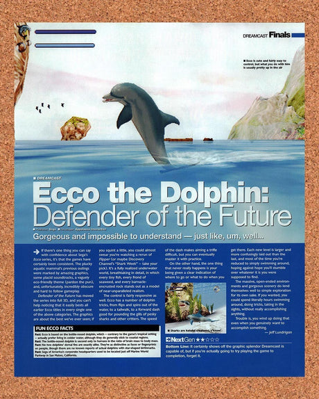 2000 Ecco The Dolphin Defender Of The Future Dreamcast Original Ad / Promo v1