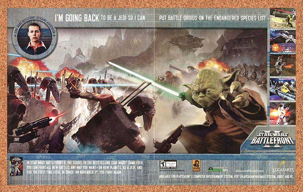 Star Wars Battlefront 2 PS2 Original 2005 Ad Authentic Video Game Promo