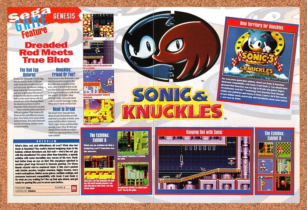 1994 Sonic & Knuckles Genesis Original Advertisement / Retro Promo vr5