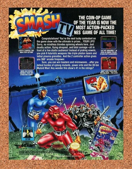 Smash TV NES Original 1992 Ad Authentic Nintendo Arcade Video Game Promo