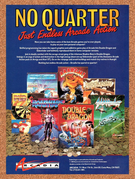1989 Arcadia Double Dragon Arcade Games On Amiga Original Ad / Retro Wall Art v1