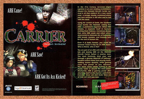 Carrier Dreamcast Original 2000 Vintage Ad - Horror Video Game Promo