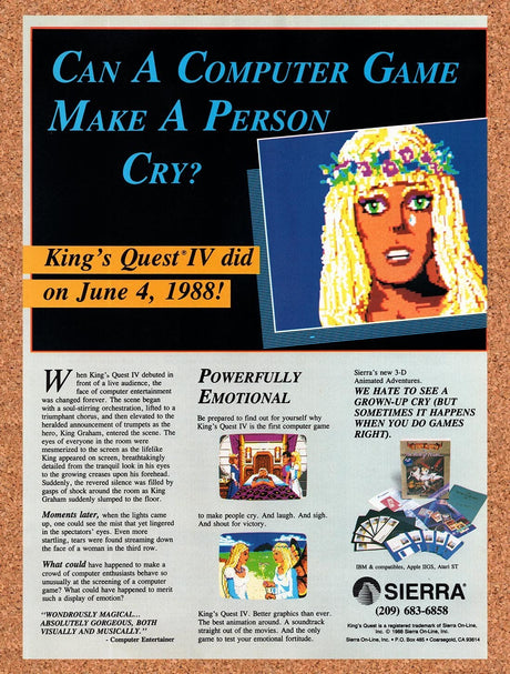 1988 King's Quest IV The Perils Of Rosella MS-DOS Original Ad / Wall Art v2