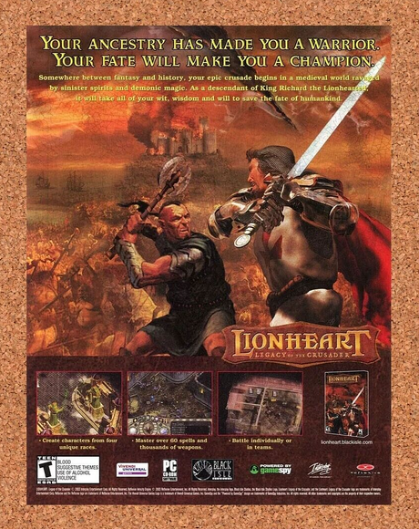 Lionheart Legacy Of The Crusader PC Original 2005 Ad Authentic Video Game Promo