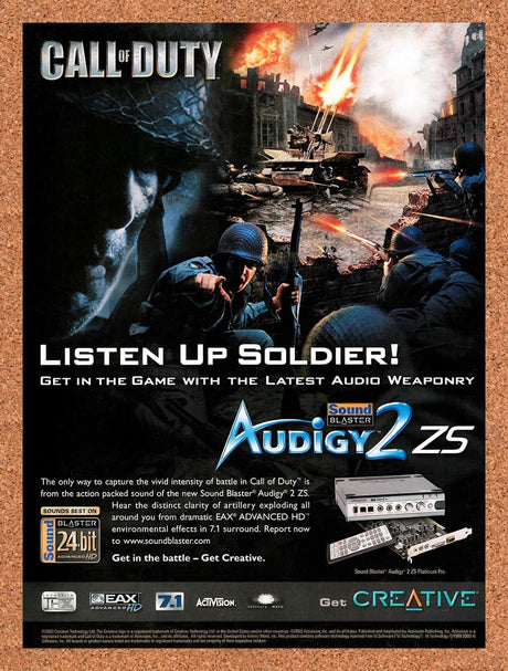 2003 Call Of Duty Sound Blaster Audigy Original Advertisement / Retro Promo v5