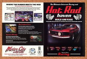 Motor City Online PC Original 2003 Print Ad Authentic Hot Rod Video Game Promo