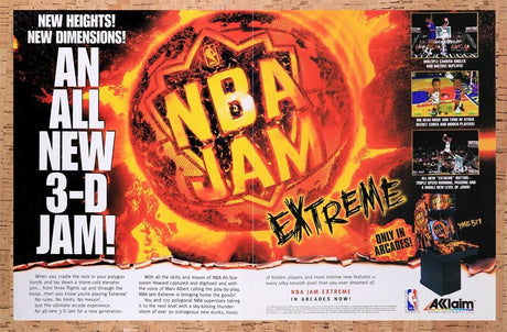 1996 NBA Jam Extreme Arcade Original Advertisement / Retro Wall Art v1