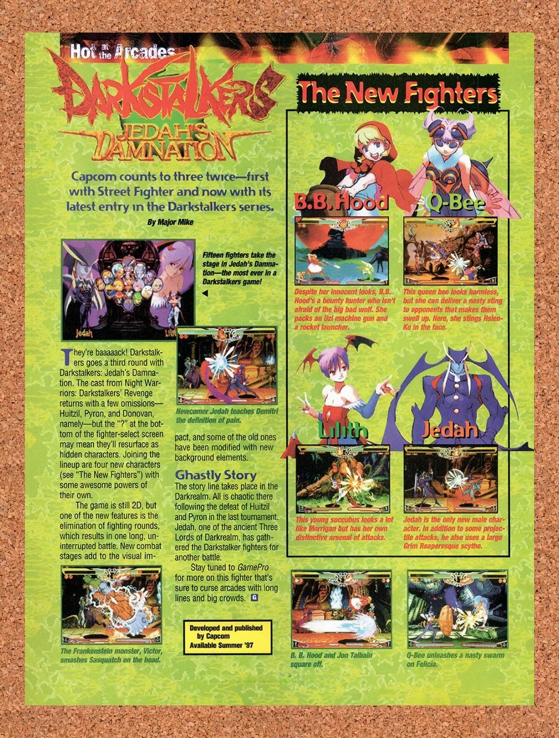 1997 Darkstalkers Jedah's Damnation Arcade Original Advertisement / Promo vr1