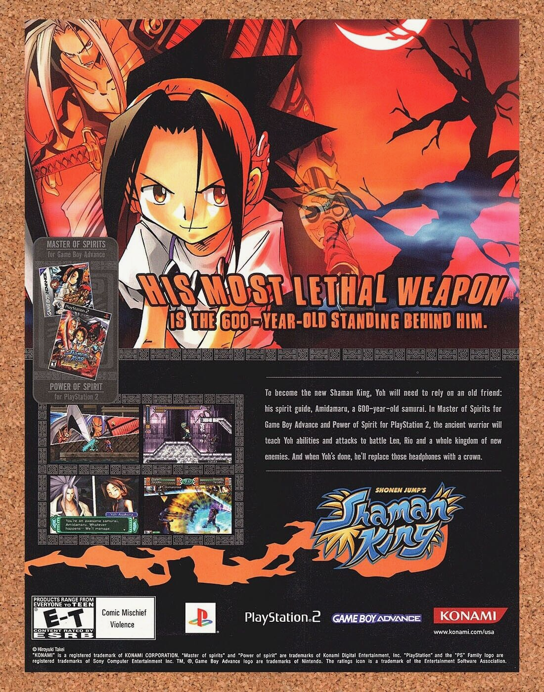 Original 2004 Shaman King GBA Vintage Print Ad - Video Game Promo Wall Art 1