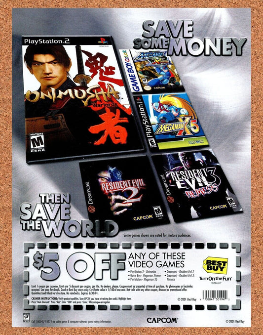 Onimusha PS2 Original 2002 Ad Authentic Best Buy Capcom Video Game Rebate Promo