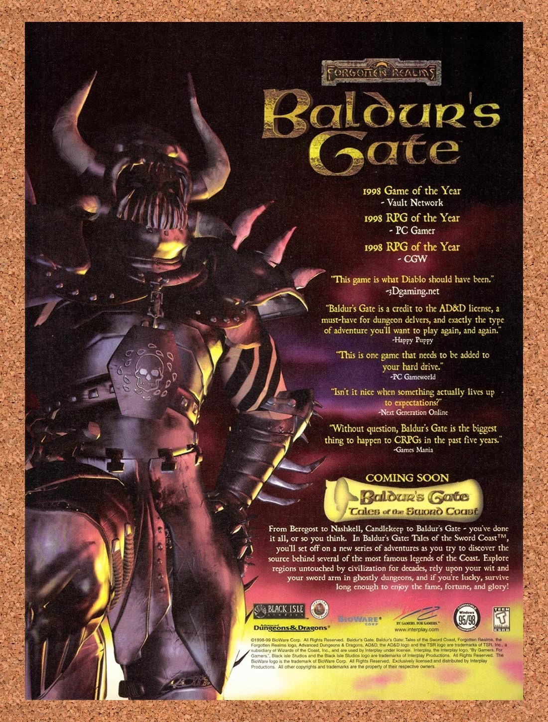 1999 Baldur's Gate GOTY Original Advertisement / Retro Promo v5