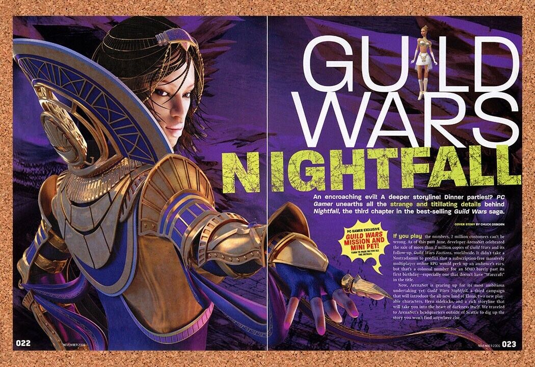 Guild Wars Nightfall PC Original 2005 Ad Authentic MMO RPG Video Game Promo