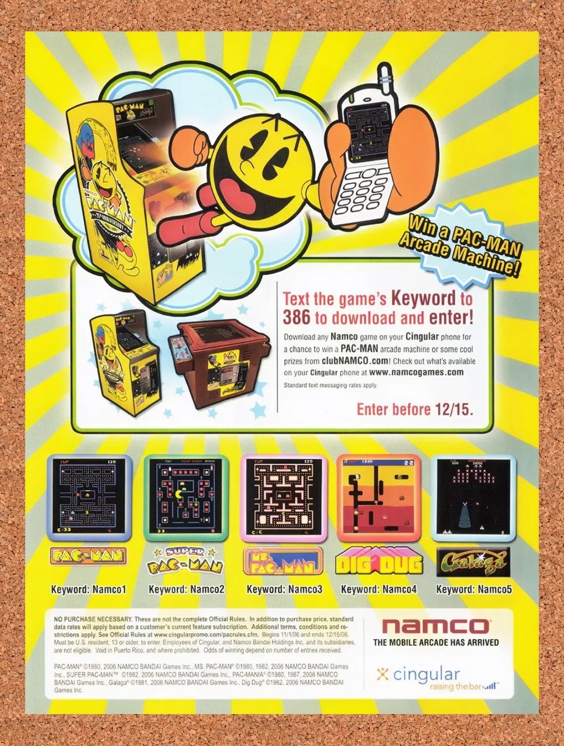 2006 Namco Mobile Pac-Man Contest Original Advertisement / Retro Promo v1