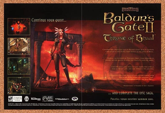 Baldur's Gate 2 II Bhaal PC Original 2002 Ad Authentic Video Game Promo Art