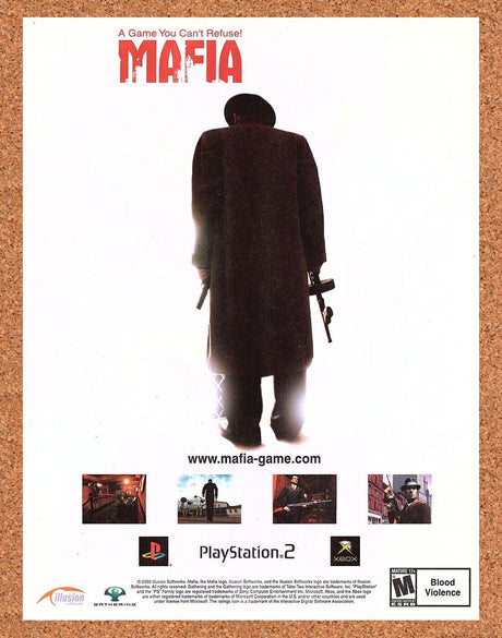 Mafia PS2 Original 2003 Print Ad Authentic Crime Video Game Wall Art Promo