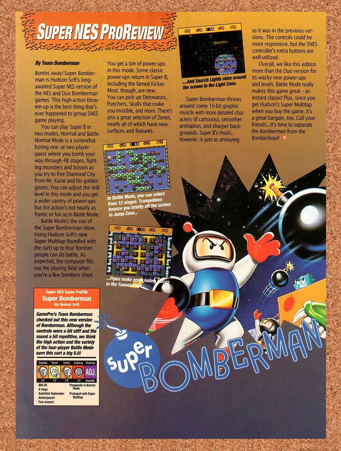 1992 Super Bomberman SNES Original Advertisement / Retro Wall Art v2