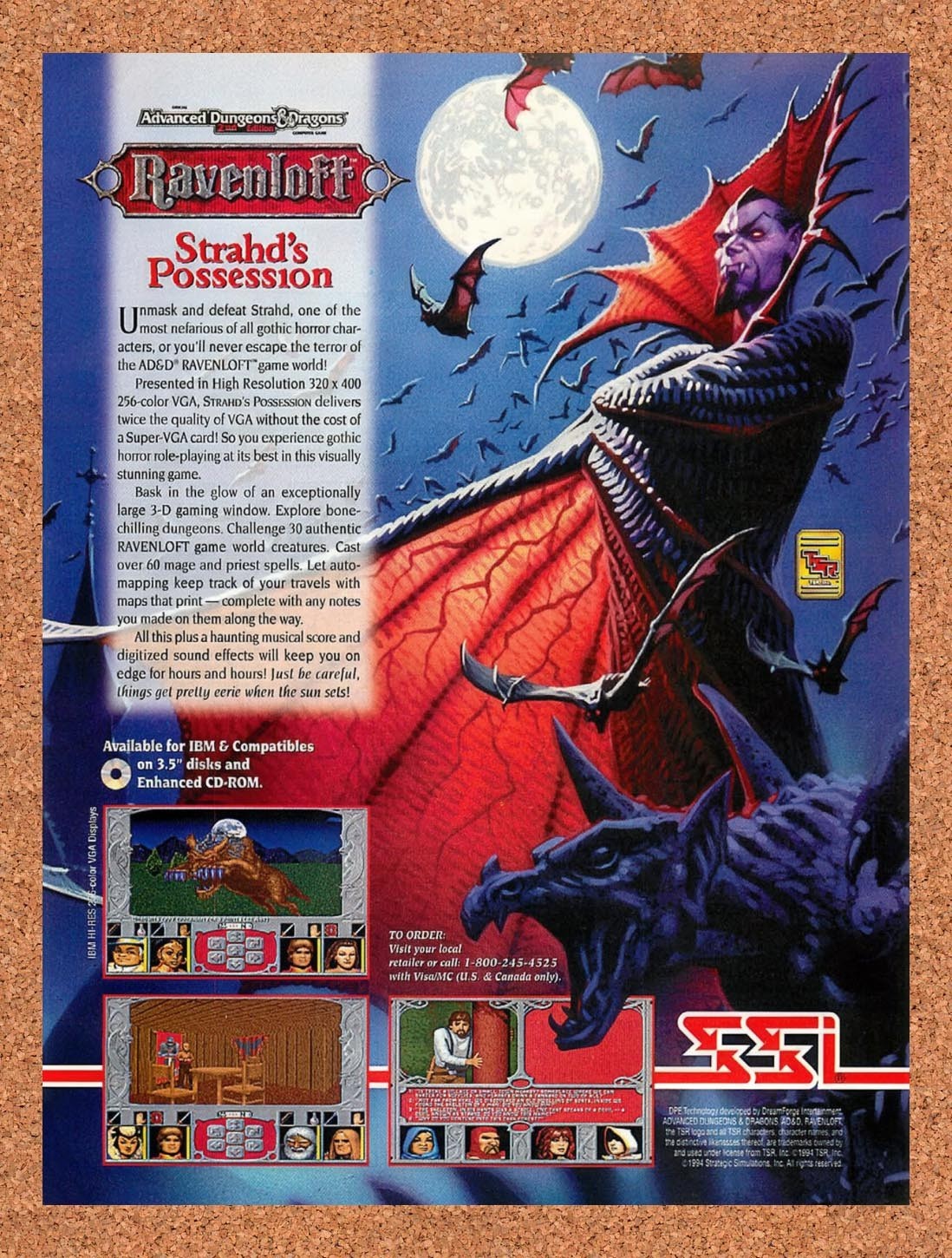 1994 Advanced Dungeons & Dragons Ravenloft Strahds IBM Original Ad / Promo v1