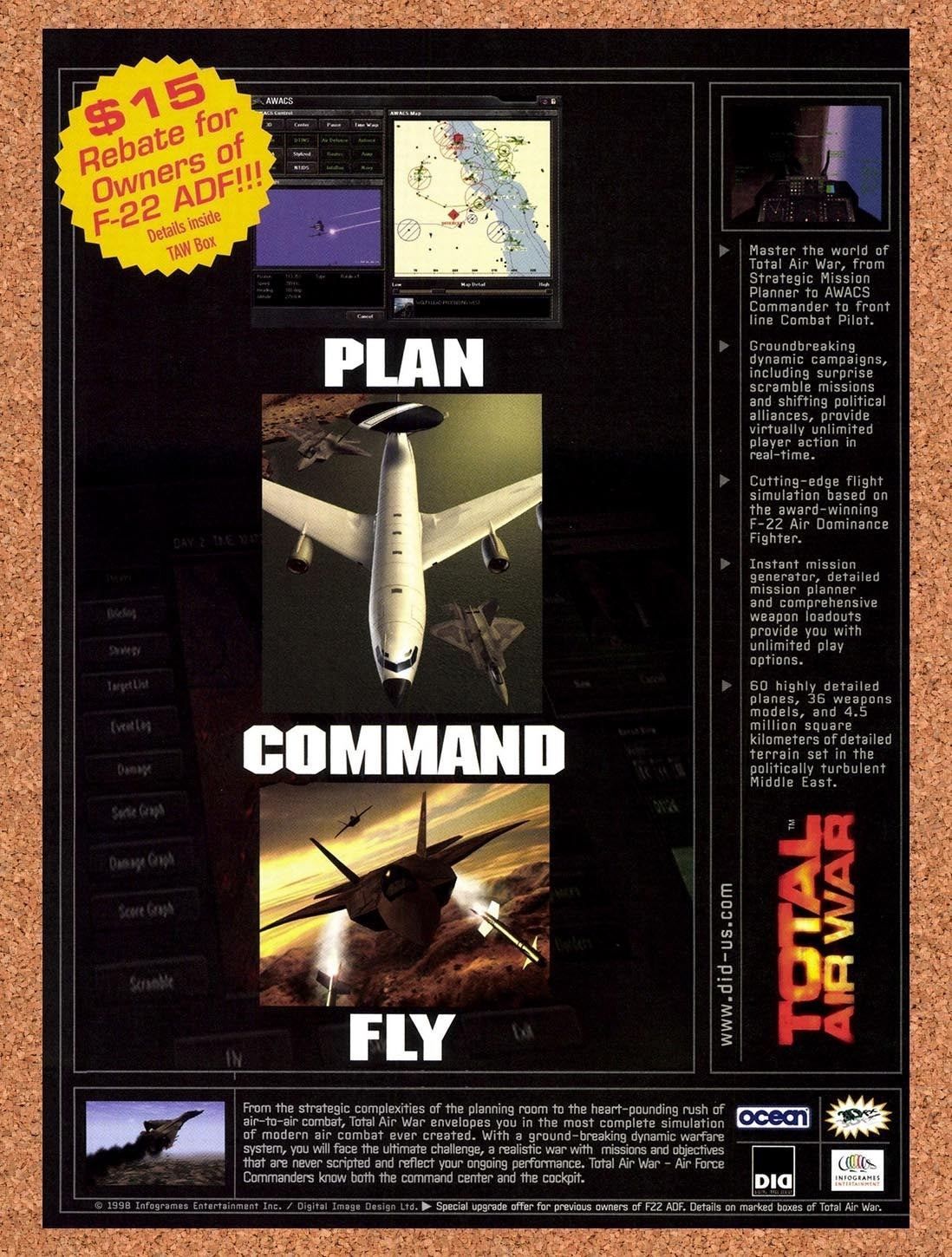 1999 Total Air War PC Original Advertisement / Retro Promo v1