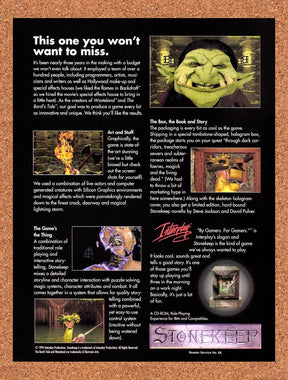 1995 Stonekeep PC Original Advertisement / Retro Promo v3