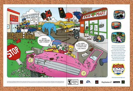 2001 Simpsons Road Rage PS2 Original Advertisement / Retro Wall Art v1