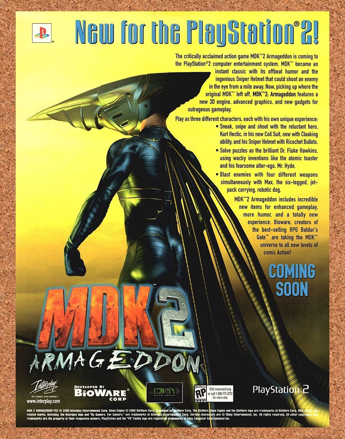 MDK 2 Armageddon PS2 Original 2002 Print Ad Authentic Video Game Art Promo