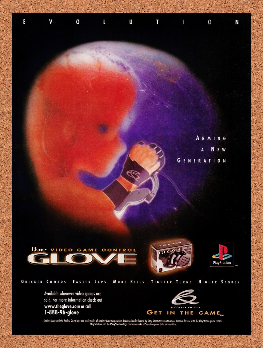 1998 Video Game Control Glove PS1 Original Advertisement / Retro Wall Art v3