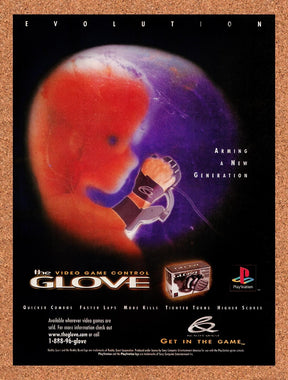 1998 Video Game Control Glove PS1 Original Advertisement / Retro Wall Art v3