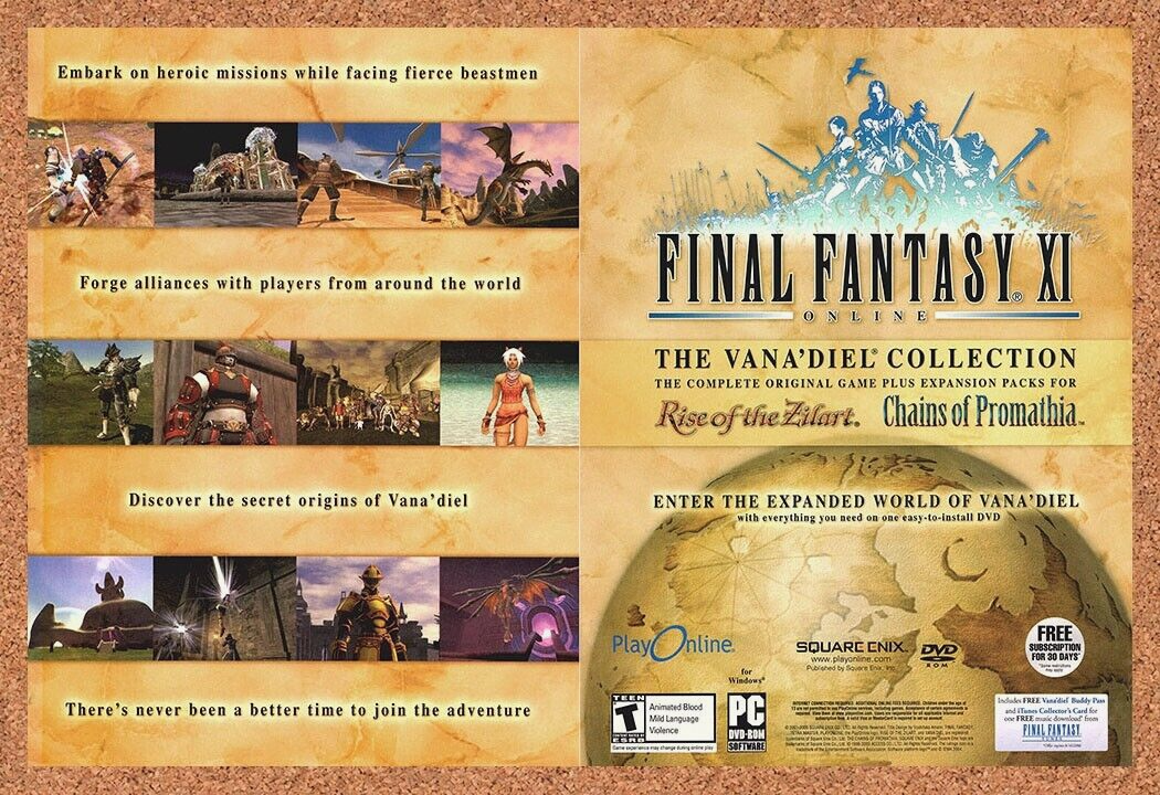 Original 2005 Final Fantasy 11 Online Vanadiel PC Ad - Video Game Art Promo