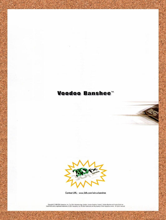 1997 Voodoo Banshee 3dfx Original Advertisement / Retro Wall Art v1