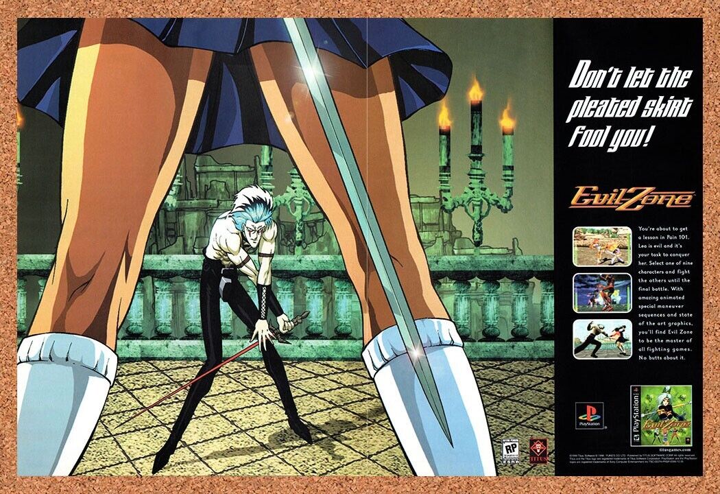 1999 Evil Zone PS1 Original Advertisement / Retro Wall Art v1