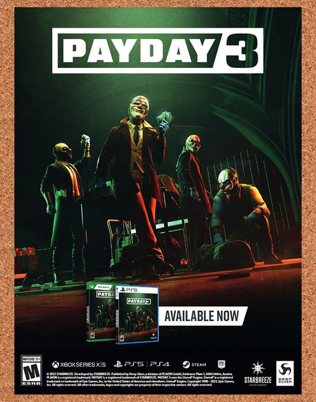 Payday 3 PS5 Original 2023 Vintage Ad - Video Game Promo