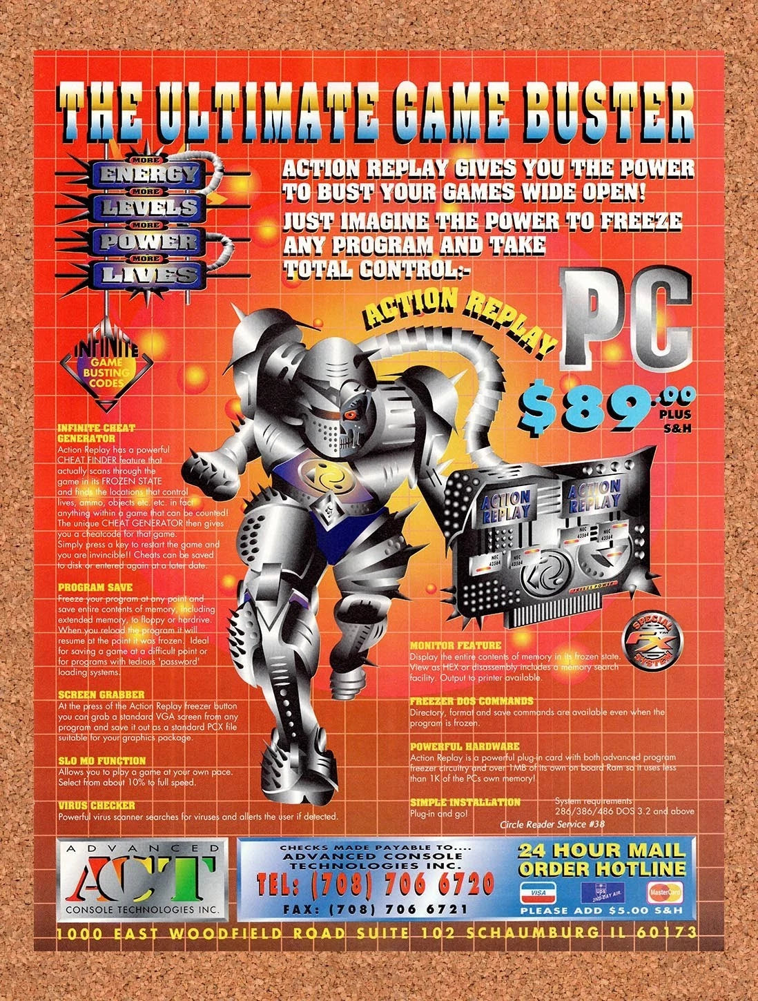 1994 Action Replay Ultimate Game Buster PC Game Codes Original Ad v1