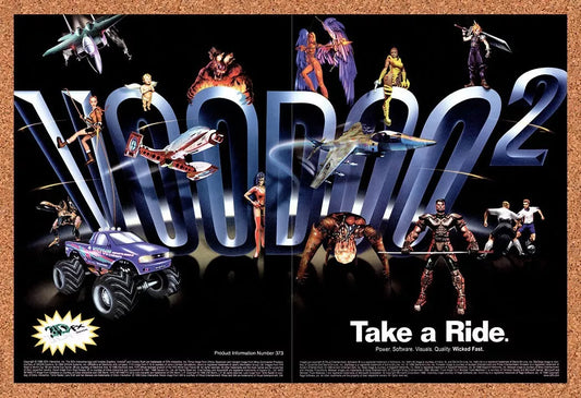 1997 Voodoo 2 3dfx Original Advertisement / Retro Wall Art v2