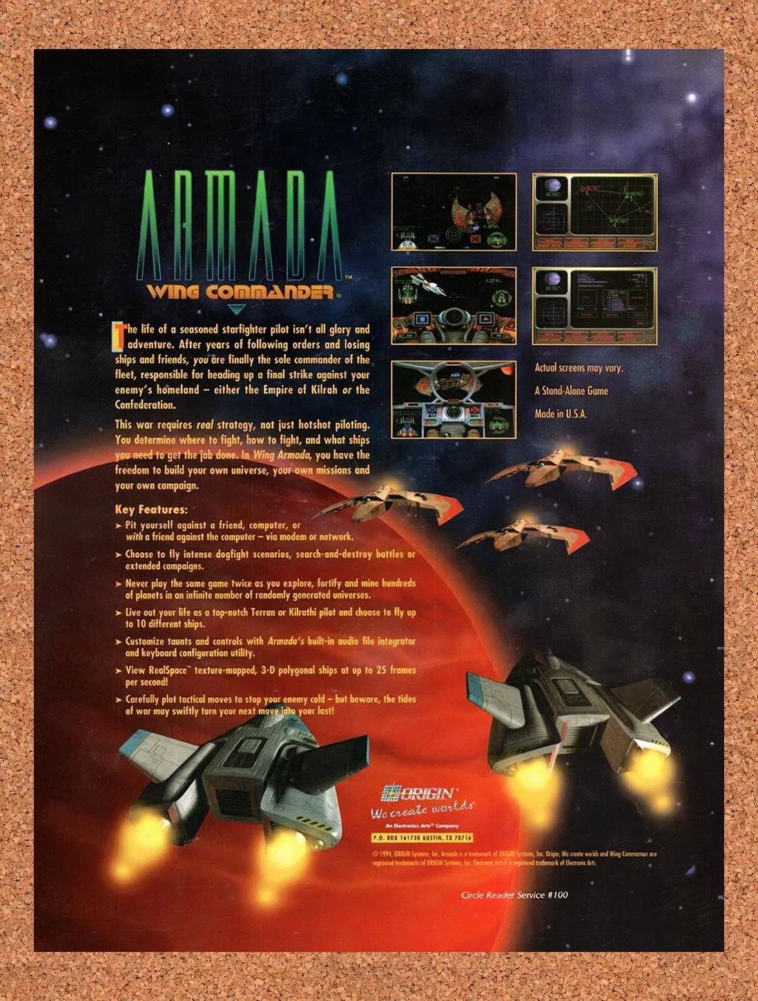 1994 Wing Commander Armada PC Original Ad v1