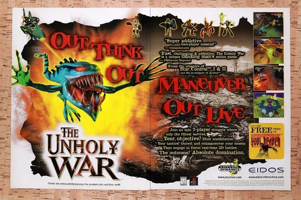 1998 Unholy War PS1 Original Ad v2