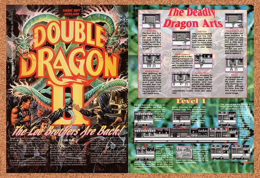 1991 Double Dragon II Game Boy Original Advertisement / Retro Wall Art v3
