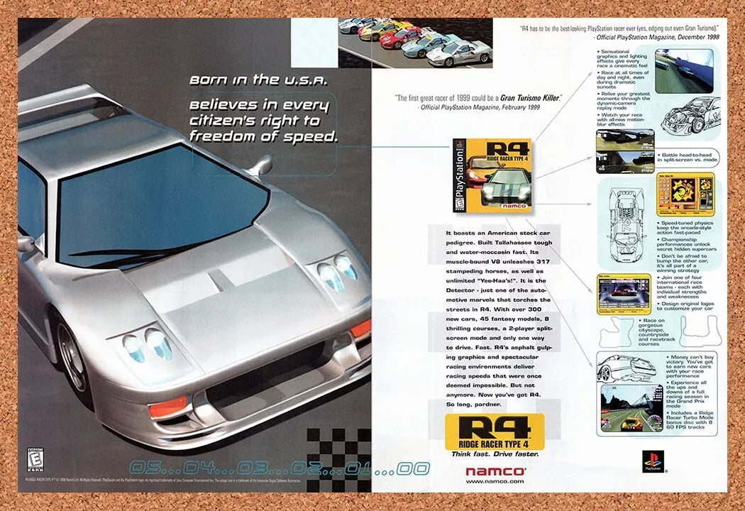 1999 Ridge Racer Type 4 PS1 Original Ad v2
