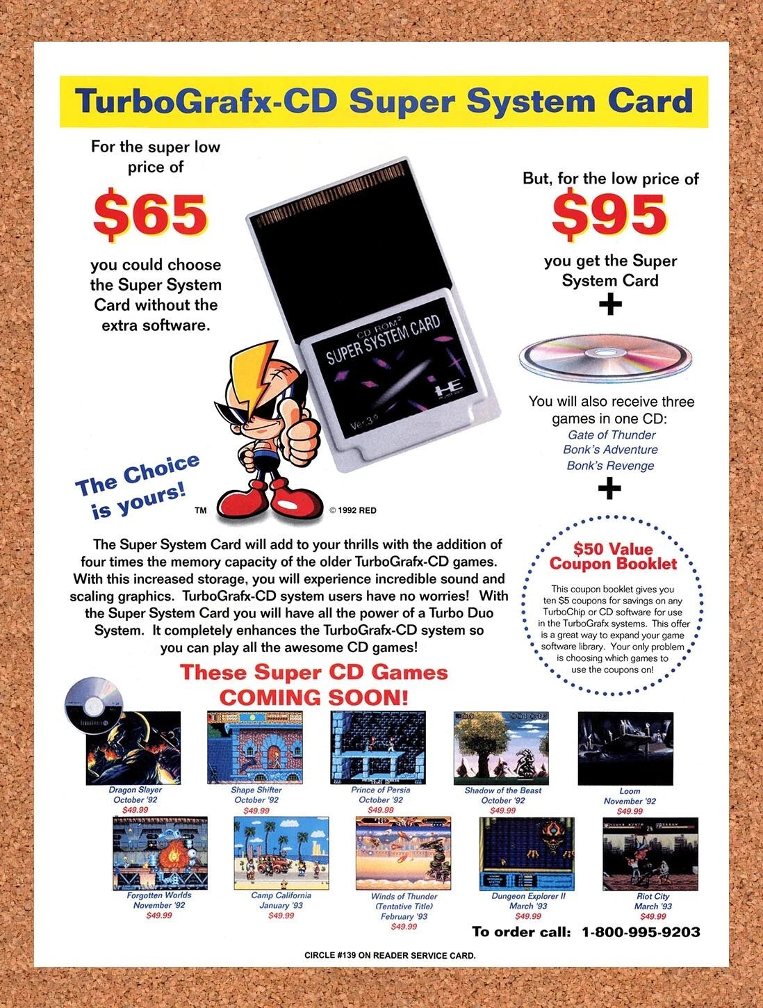 1992 Turbo Grafx-CD Super System Card Original Ad v1