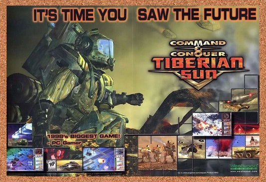 1998 Command & Conquer Tiberian Sun PC Original Advertisement / Retro Wall Art